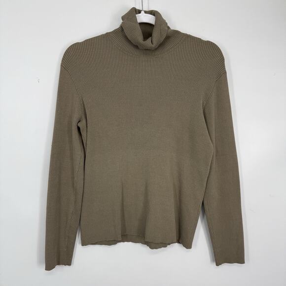 Chicos 1 Ribbed Knit Silk Blend Turtleneck Size Medium Gray Long Sleeve Pullover - Picture 6 of 7